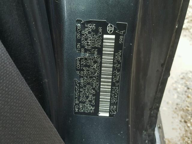 JTKDE177060094801 - 2006 TOYOTA SCION TC 灰色 照片 10