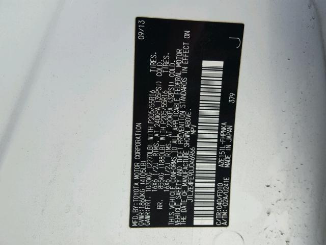 JTLZE4FE9DJ046966 - 2013 TOYOTA SCION XB WHITE photo 10