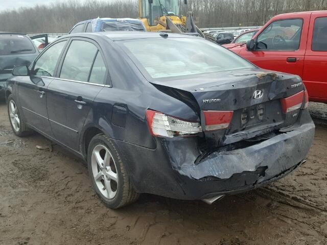 5NPEU46FX8H343748 - 2008 HYUNDAI SONATA SE BLUE photo 3