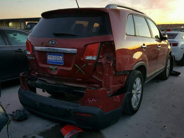 5XYKU3A12BG057495 - 2011 KIA SORENTO EX RED photo 4