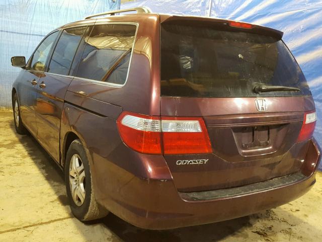 5FNRL38667B448229 - 2007 HONDA ODYSSEY EX MAROON photo 3