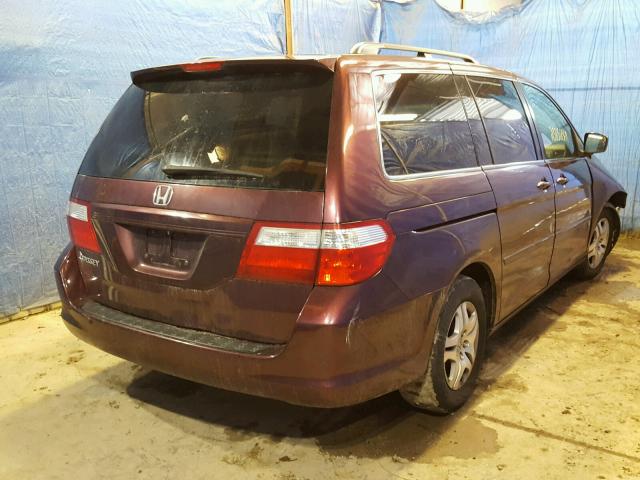 5FNRL38667B448229 - 2007 HONDA ODYSSEY EX MAROON photo 4