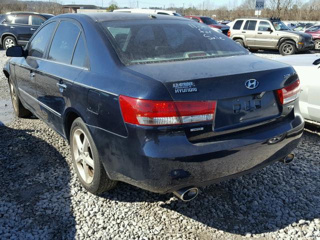 5NPEU46F08H365631 - 2008 HYUNDAI SONATA SE BLUE photo 3