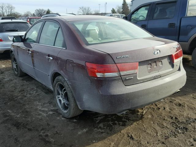 5NPEU46F07H185645 - 2007 HYUNDAI SONATA SE MAROON photo 3