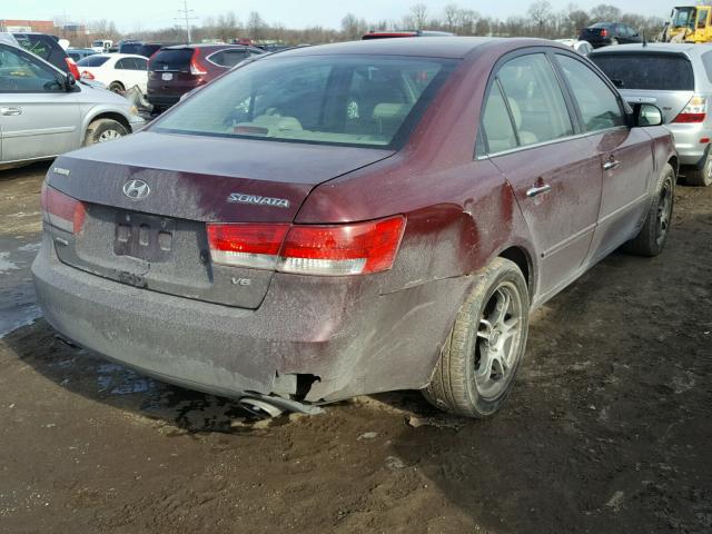 5NPEU46F07H185645 - 2007 HYUNDAI SONATA SE MAROON photo 4