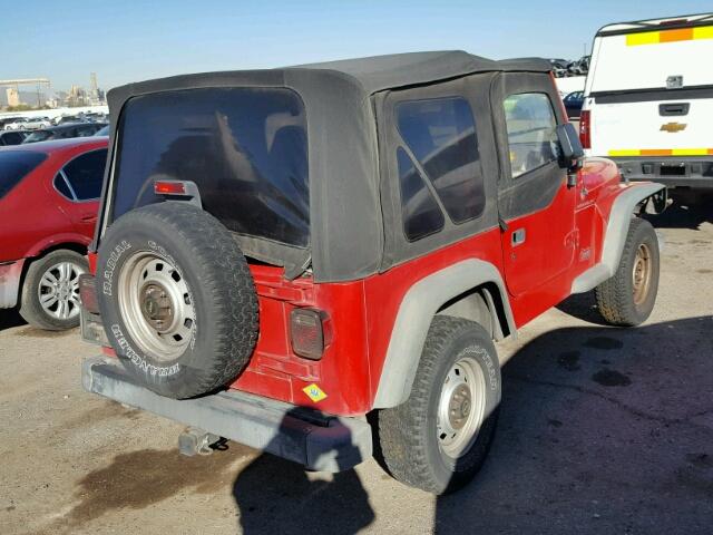 1J4FY29P2WP752842 - 1998 JEEP WRANGLER / RED photo 4