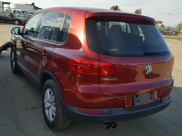 WVGAV7AXXCW003754 - 2012 VOLKSWAGEN TIGUAN S BURGUNDY photo 3