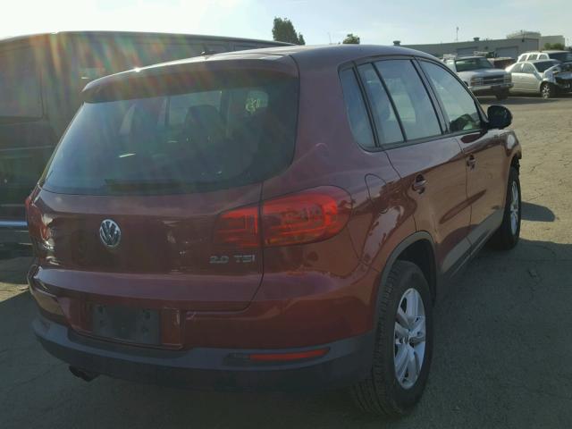 WVGAV7AXXCW003754 - 2012 VOLKSWAGEN TIGUAN S BURGUNDY photo 4