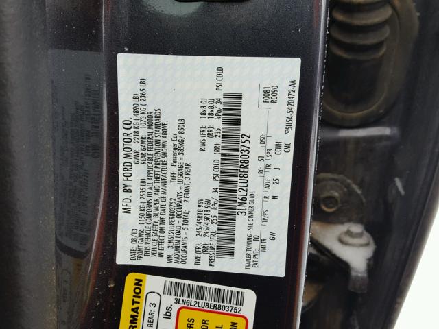 3LN6L2LU8ER803752 - 2014 LINCOLN MKZ HYBRID CHARCOAL photo 10