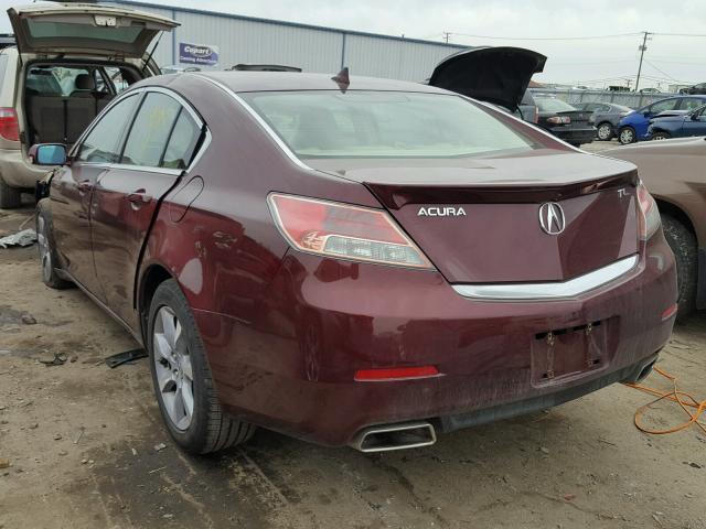 19UUA8F5XCA018439 - 2012 ACURA TL MAROON photo 3