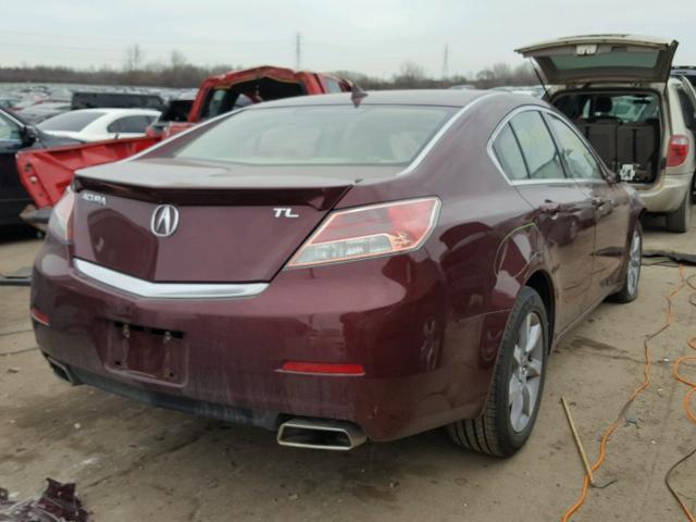 19UUA8F5XCA018439 - 2012 ACURA TL MAROON photo 4