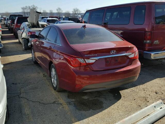 5NPEB4AC7EH938362 - 2014 HYUNDAI SONATA GLS RED photo 3