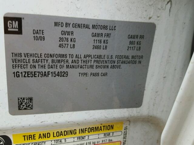 1G1ZE5E79AF154029 - 2010 CHEVROLET MALIBU LTZ 白色 照片 10