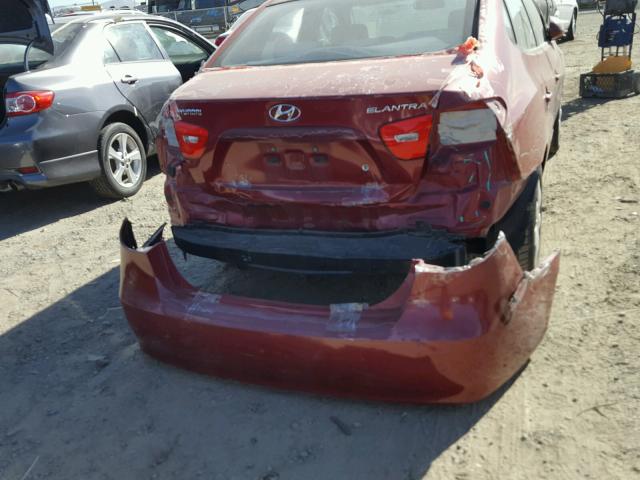 KMHDU46D57U176662 - 2007 HYUNDAI ELANTRA GL RED photo 9