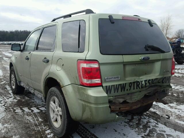 1FMCU49H48KB05539 - 2008 FORD ESCAPE HEV GREEN photo 3