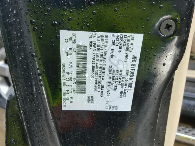 1FMDU77K25UB06550 - 2005 FORD EXPLORER S BLACK photo 10