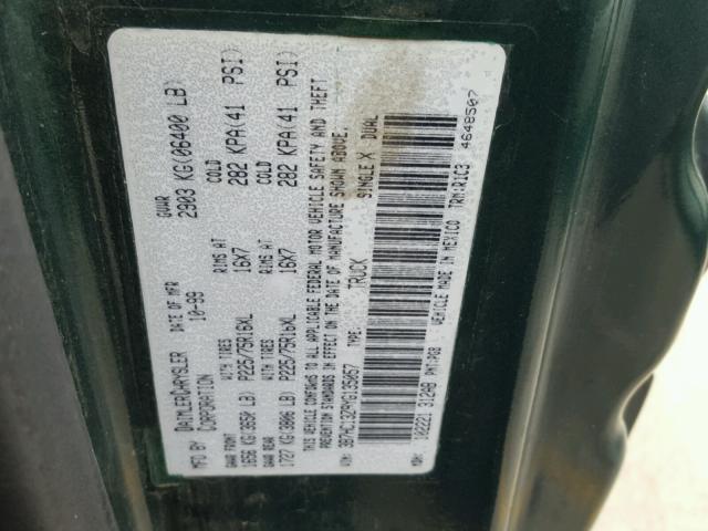 3B7HC13Z9YG135057 - 2000 DODGE RAM 1500 GREEN photo 10