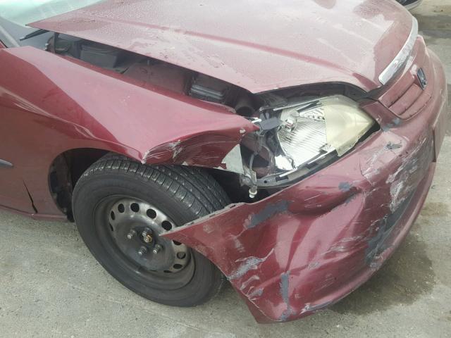 JHMES16502S006640 - 2002 HONDA CIVIC LX RED photo 9