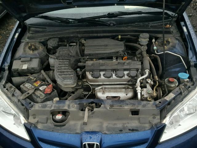 JHMES16525S000469 - 2005 HONDA CIVIC LX BLUE photo 7