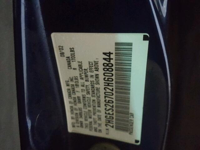 2HGES26702H608844 - 2002 HONDA CIVIC EX ლურჯი ფოტო 10