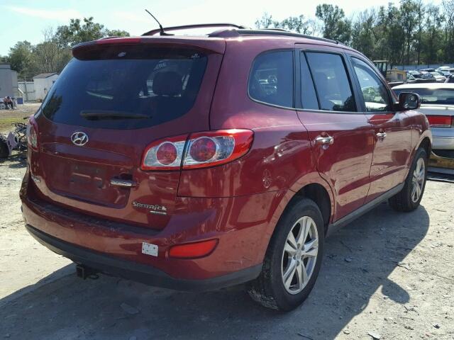 5NMSK3AB0AH384285 - 2010 HYUNDAI SANTA FE L BURGUNDY photo 4