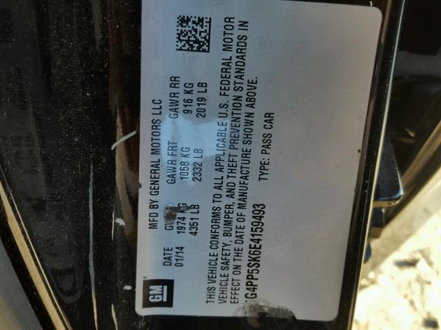 1G4PP5SK6E4159493 - 2014 BUICK VERANO BLACK photo 10