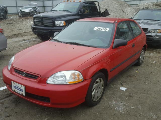 2HGEJ6343VH101610 - 1997 HONDA CIVIC DX RED photo 2