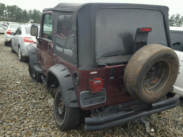 1J4FA49S92P701529 - 2002 JEEP WRANGLER / BURGUNDY photo 3