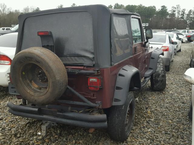 1J4FA49S92P701529 - 2002 JEEP WRANGLER / BURGUNDY photo 4