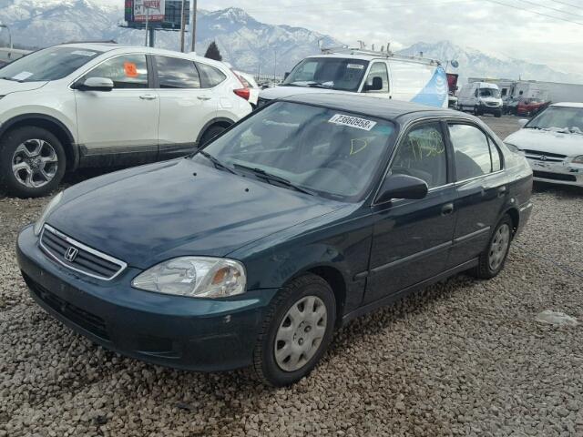 JHMEJ6574XS000284 - 1999 HONDA CIVIC LX GREEN photo 2