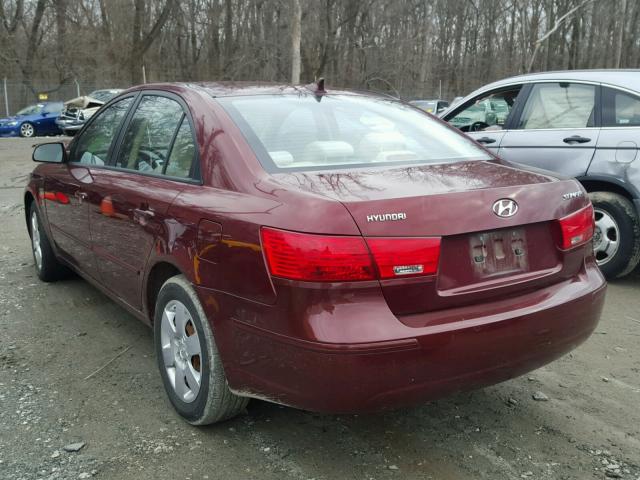 5NPET46C69H553015 - 2009 HYUNDAI SONATA GLS MAROON photo 3