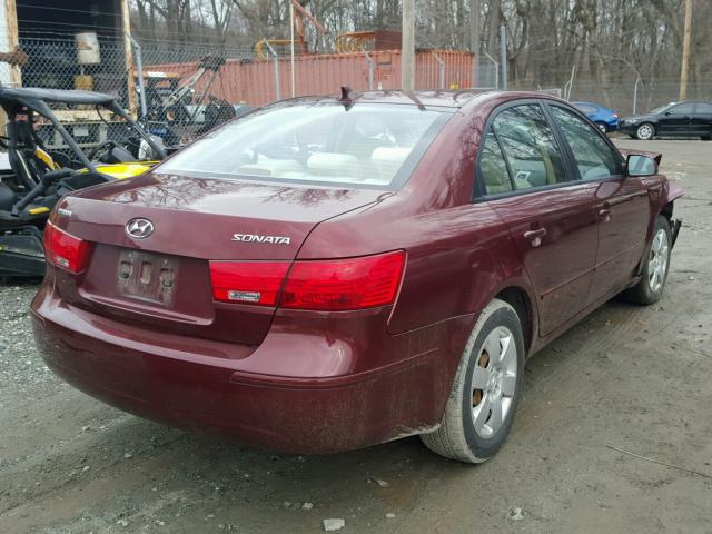 5NPET46C69H553015 - 2009 HYUNDAI SONATA GLS MAROON photo 4