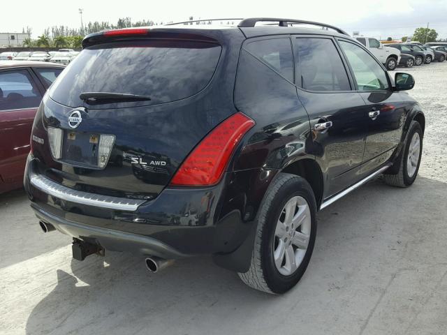 JN8AZ08W57W610068 - 2007 NISSAN MURANO SL BLACK photo 4