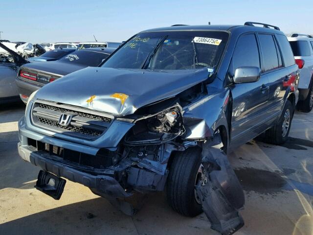 5FNYF18475B057657 - 2005 HONDA PILOT EX BLUE photo 2