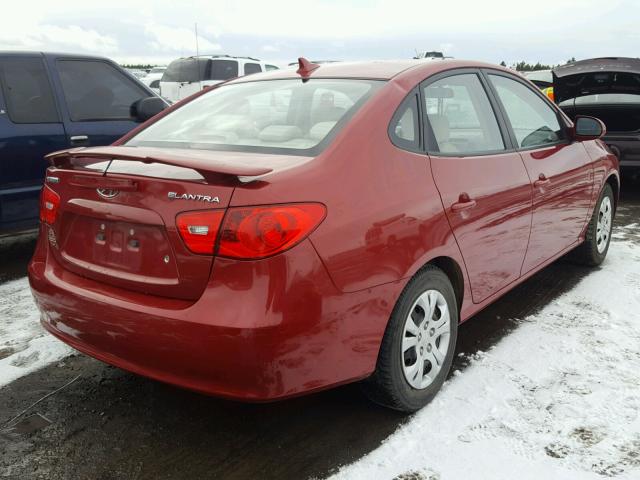 KMHDU46D19U807264 - 2009 HYUNDAI ELANTRA GL RED photo 4