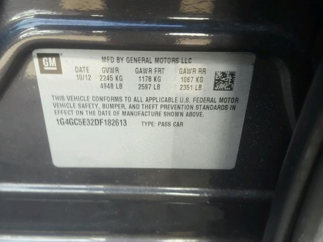 1G4GC5E32DF182613 - 2013 BUICK LACROSSE GRAY photo 10