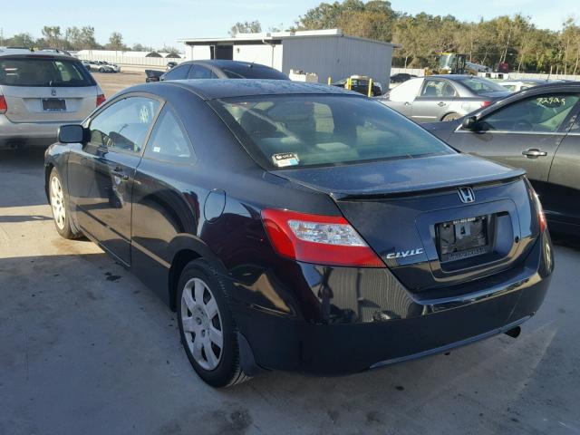 2HGFG12628H566232 - 2008 HONDA CIVIC LX BLACK photo 3