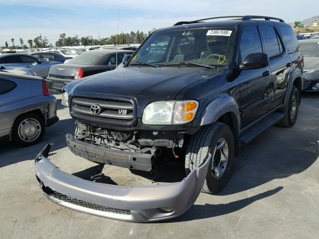 5TDZT34A52S111906 - 2002 TOYOTA SEQUOIA SR BLACK photo 2