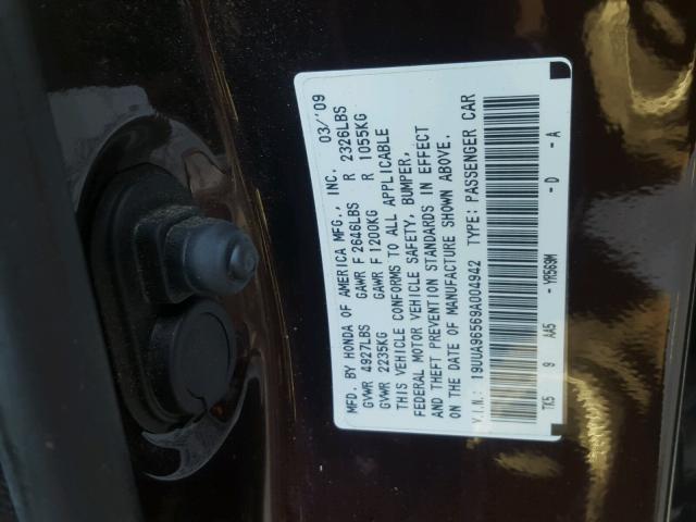 19UUA96569A004942 - 2009 ACURA TL BROWN photo 10