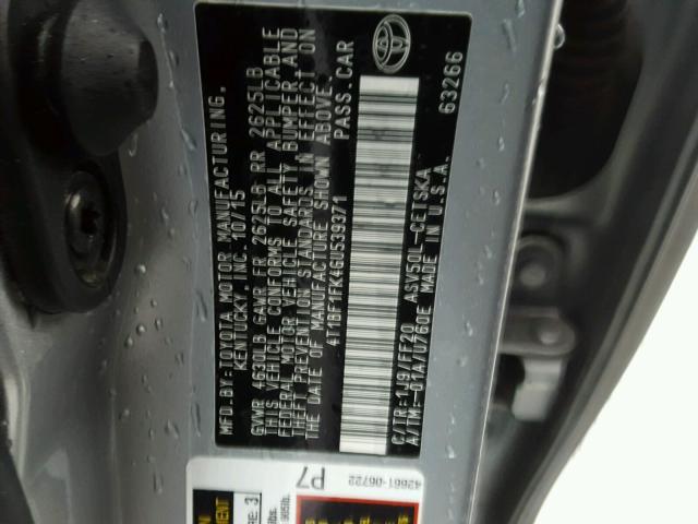 4T1BF1FK4GU539371 - 2016 TOYOTA CAMRY LE SILVER photo 10