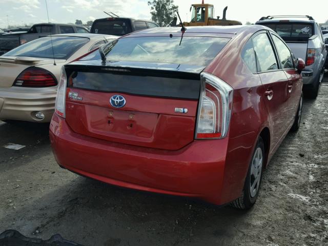 JTDKN3DU7C1549072 - 2012 TOYOTA PRIUS RED photo 4