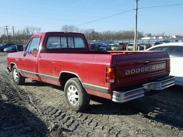 1B7FE06X8KS171585 - 1989 DODGE D-SERIES D RED photo 3