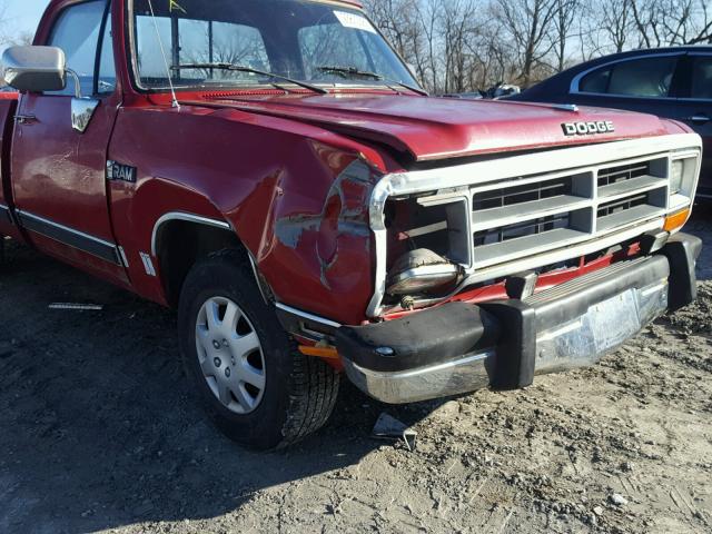 1B7FE06X8KS171585 - 1989 DODGE D-SERIES D RED photo 9