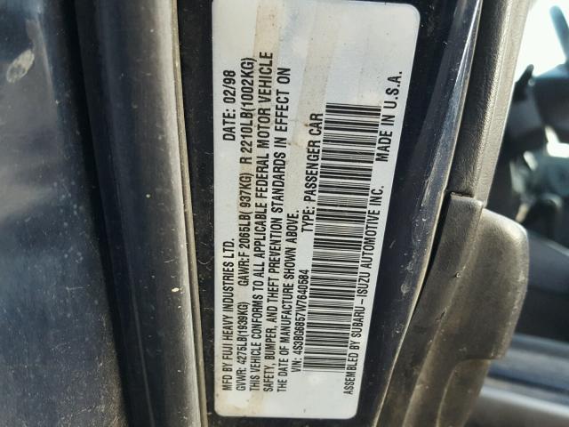 4S3BG6857W7640584 - 1998 SUBARU LEGACY 30T BLUE photo 10