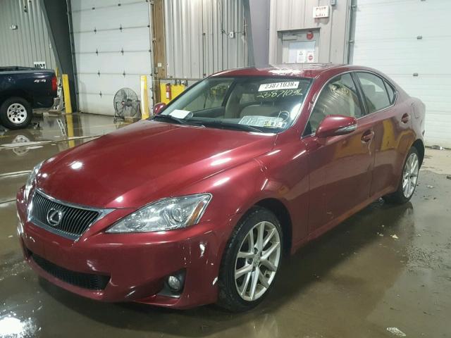 JTHCF5C29D5061649 - 2013 LEXUS IS 250 BURGUNDY photo 2