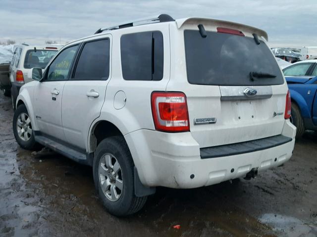 1FMCU49329KA42186 - 2009 FORD ESCAPE HYB WHITE photo 3