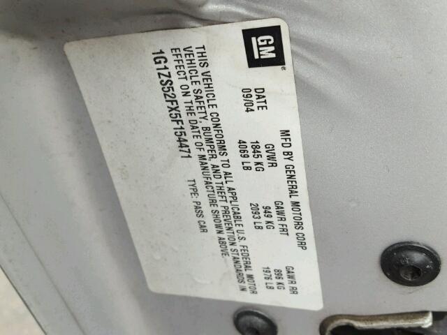 1G1ZT54864F108744 - 2004 CHEVROLET MALIBU LS SILVER photo 10