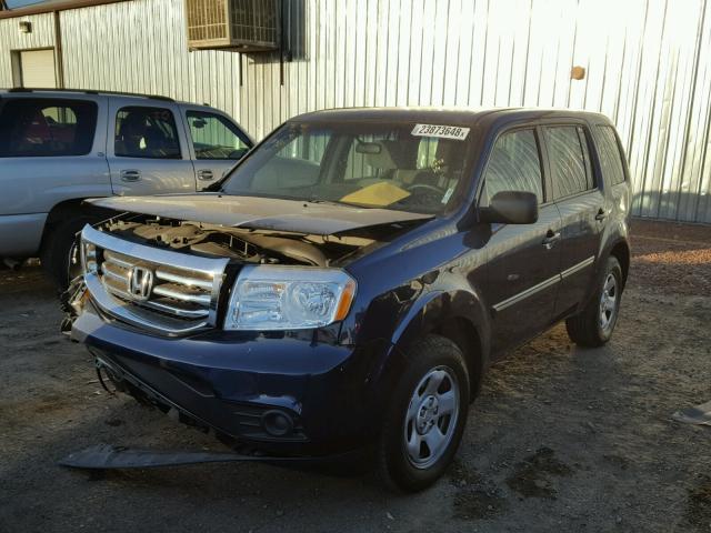 5FNYF3H20FB023734 - 2015 HONDA PILOT LX BLUE photo 2