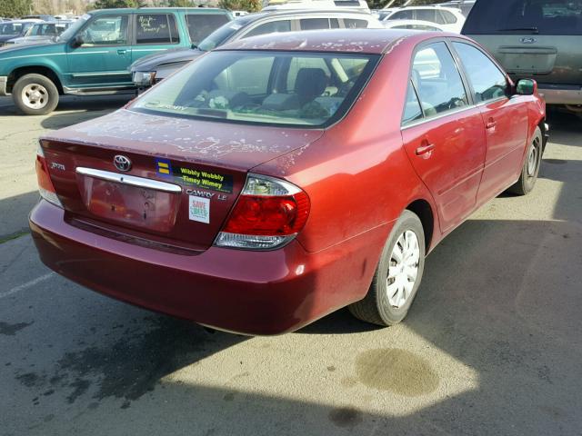 JTDBE32K063054643 - 2006 TOYOTA CAMRY LE RED photo 4