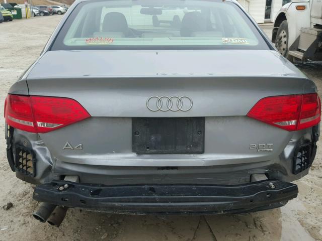 WAUFFAFLXAN062989 - 2010 AUDI A4 PREMIUM GRAY photo 9